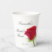 エレガントで上品な赤いバラのブライダルシャワー 紙コップ (正面)