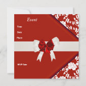 エレガントで上品な赤と白の花柄の招待状 招待状 (裏面)