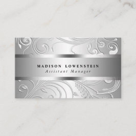 エレガントで上品な銀製の華麗さの華美なパターン 名刺