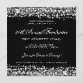 エレガントで企業のな募金活動のパーティーの輝きの銀 招待状