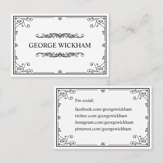 エレガントで個人的なヴィンテージのビクトリア時代の人 名刺 (正面/裏面)