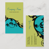 エレガントで優雅な名刺(ティール（緑がかった色）) 名刺 (正面/裏面)
