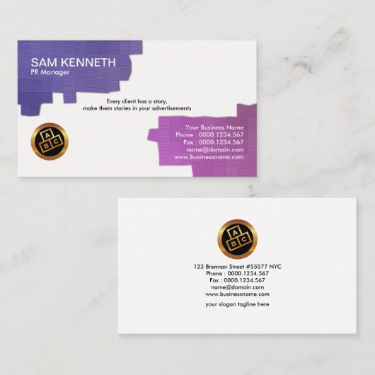 エレガントで創造的なパステルはPR活動を妨げます 名刺 (正面/裏面)