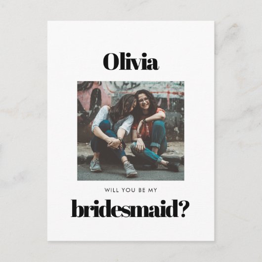 エレガントで及びシックな写真私の新婦付添人です ポストカード (正面)