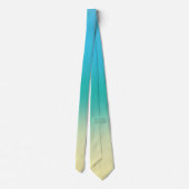 エレガントで及びシックな空色のティール(緑がかった色)の金ゴールドグラデーションなWatercolo ネクタイ (裏面)