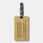 エレガントで及びシンプルでフェイクな金ゴールドおよび青いモノグラム ラゲッジタグ (裏面縦)