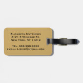 エレガントで及びシンプルでフェイクな金ゴールドおよび青いモノグラム ラゲッジタグ (裏面横)