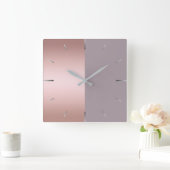 エレガントで及びミニマルなばら色の金ゴールド及び紫色色のブロック スクエア壁時計 (ホーム)