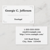 エレガントで及びミニマルなパラリーガルの名刺 名刺 (正面/裏面)