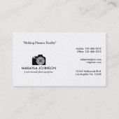 エレガントで及びモダンで黒く、銀製のカメラマン 名刺 (裏面)