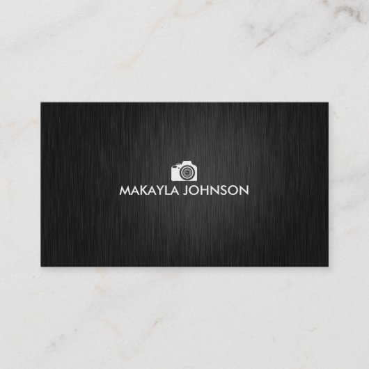 エレガントで及びモダンで黒く、銀製のカメラマン 名刺 (正面)
