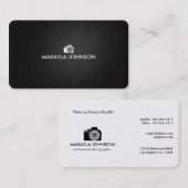 エレガントで及びモダンで黒く、銀製のカメラマン 名刺 (正面/裏面)