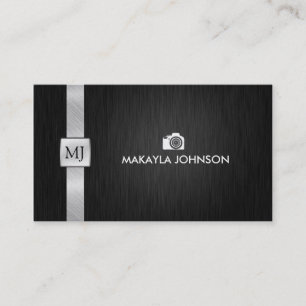 エレガントで及びモダンで黒く、銀製のカメラマン 名刺