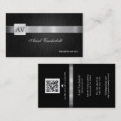 エレガントで及びモダンで黒く、銀製の名刺 名刺 (正面/裏面)