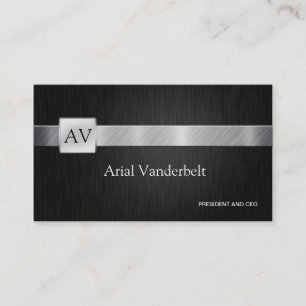 エレガントで及びモダンで黒く、銀製の名刺 名刺