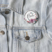 エレガントで及びモダンな花のリースの花嫁 缶バッジ (インサイチュ)