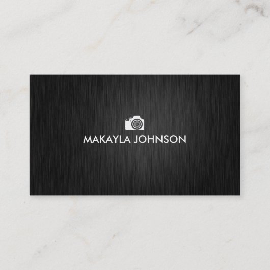 エレガントで及びモダンな黒および金ゴールドのカメラマン 名刺 (正面)