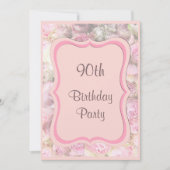 エレガントで及びロマンチックな組み立てられた花束の第90誕生日 招待状 (正面)