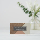 エレガントで及び魅力的でフェイクな金ゴールドのグリッター及び暗灰色 名刺 (スタンド正面)