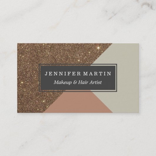 エレガントで及び魅力的でフェイクな金ゴールドのグリッター及び暗灰色 名刺 (正面)
