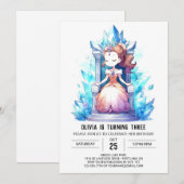 エレガントで可愛いプリンセスの誕生日 招待状 (正面/裏面)