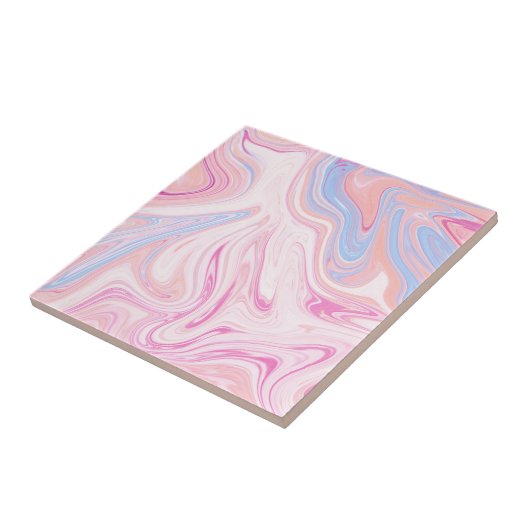 エレガントで多彩なパステル調ピンクの青いオレンジ大理石 タイル (側面)