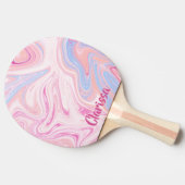 エレガントで多彩なパステル調ピンクの青いオレンジ大理石 卓球ラケット (横)