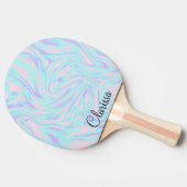 エレガントで多彩なピンクの青い紫色の白い大理石 卓球ラケット (横)