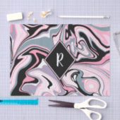 エレガントで多彩な大理石のピンクの紫色の黒い青 薄葉紙 (クラフト)