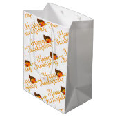 エレガントで幸せな感謝祭の挨拶 ミディアムペーパーバッグ (裏面アングル)