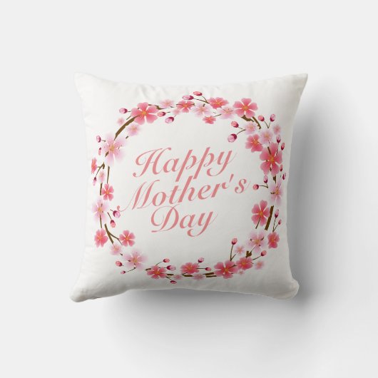 エレガントで幸せな母の日の花のリース|の枕 クッション (裏面)