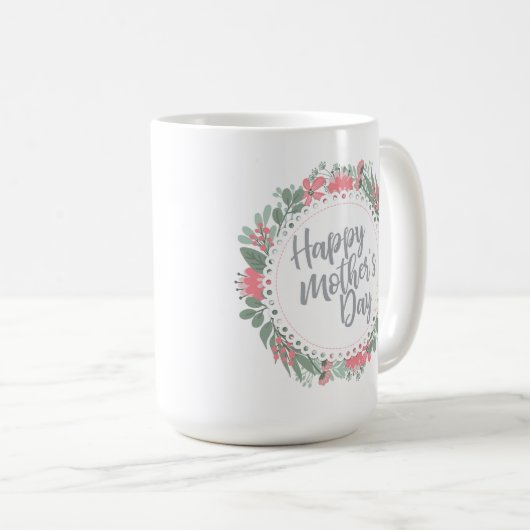 エレガントで幸せな母の日の花柄|のクラシックなマグ コーヒーマグカップ (正面右)