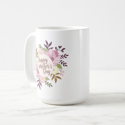 エレガントで幸せな母の日の花柄|のクラシックなマグ コーヒーマグカップ (正面左)