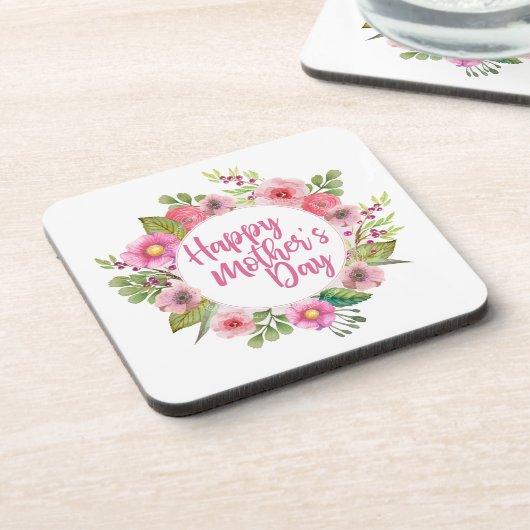 エレガントで幸せな母の日の花柄|のコースター コースター (左側)