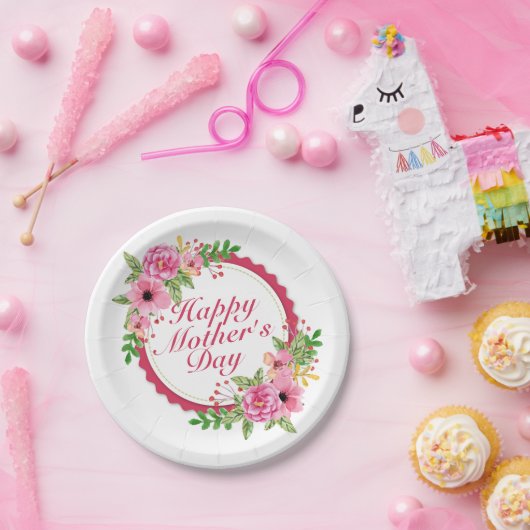 エレガントで幸せな母の日フレームの紙皿 ペーパープレート (パーティー)