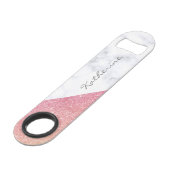 エレガントで幾何学的で白い大理石のばら色の金ゴールドのグリッター スピード栓抜き (正面アングル)