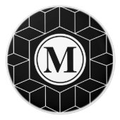 エレガントで幾何学的で、モノグラムのなパターン セラミックノブ (正面)