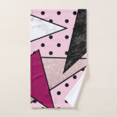 エレガントで幾何学的なばら色の金ゴールドのグリッターの大理石木 バスタオルセット (ハンドタオル)