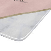 エレガントで幾何学的なばら色の金ゴールドのグリッターの白の大理石 カッティングボード (角)