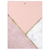 エレガントで幾何学的なばら色の金ゴールドのグリッターの白の大理石 クリップボード (裏面)