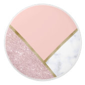 エレガントで幾何学的なばら色の金ゴールドのグリッターの白の大理石 セラミックノブ (正面)