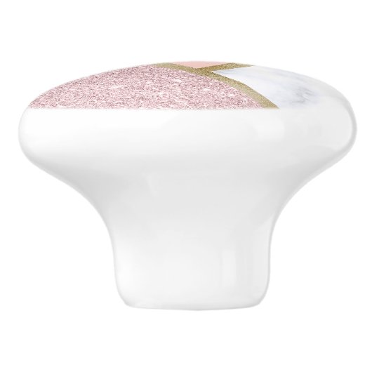 エレガントで幾何学的なばら色の金ゴールドのグリッターの白の大理石 セラミックノブ (側面)