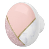 エレガントで幾何学的なばら色の金ゴールドのグリッターの白の大理石 セラミックノブ (右)