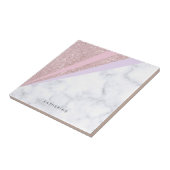 エレガントで幾何学的なばら色の金ゴールドのグリッターの白の大理石 タイル (側面)