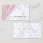 エレガントで幾何学的なばら色の金ゴールドのグリッターの白の大理石 名刺 (正面/裏面)