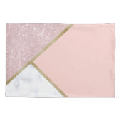 エレガントで幾何学的なばら色の金ゴールドのグリッターの白の大理石 枕カバー (裏面)