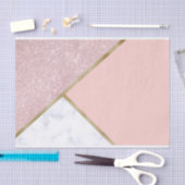 エレガントで幾何学的なばら色の金ゴールドのグリッターの白の大理石 薄葉紙 (クラフト)