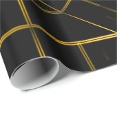 エレガントで幾何学的な金ゴールドのアールデコパターンモノグラム ラッピングペーパー (ロールコーナー)