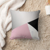 エレガントで幾何学的な銀製の白い大理石のピンクの黒 クッション (ブランケット)