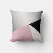 エレガントで幾何学的な銀製の白い大理石のピンクの黒 クッション (正面)